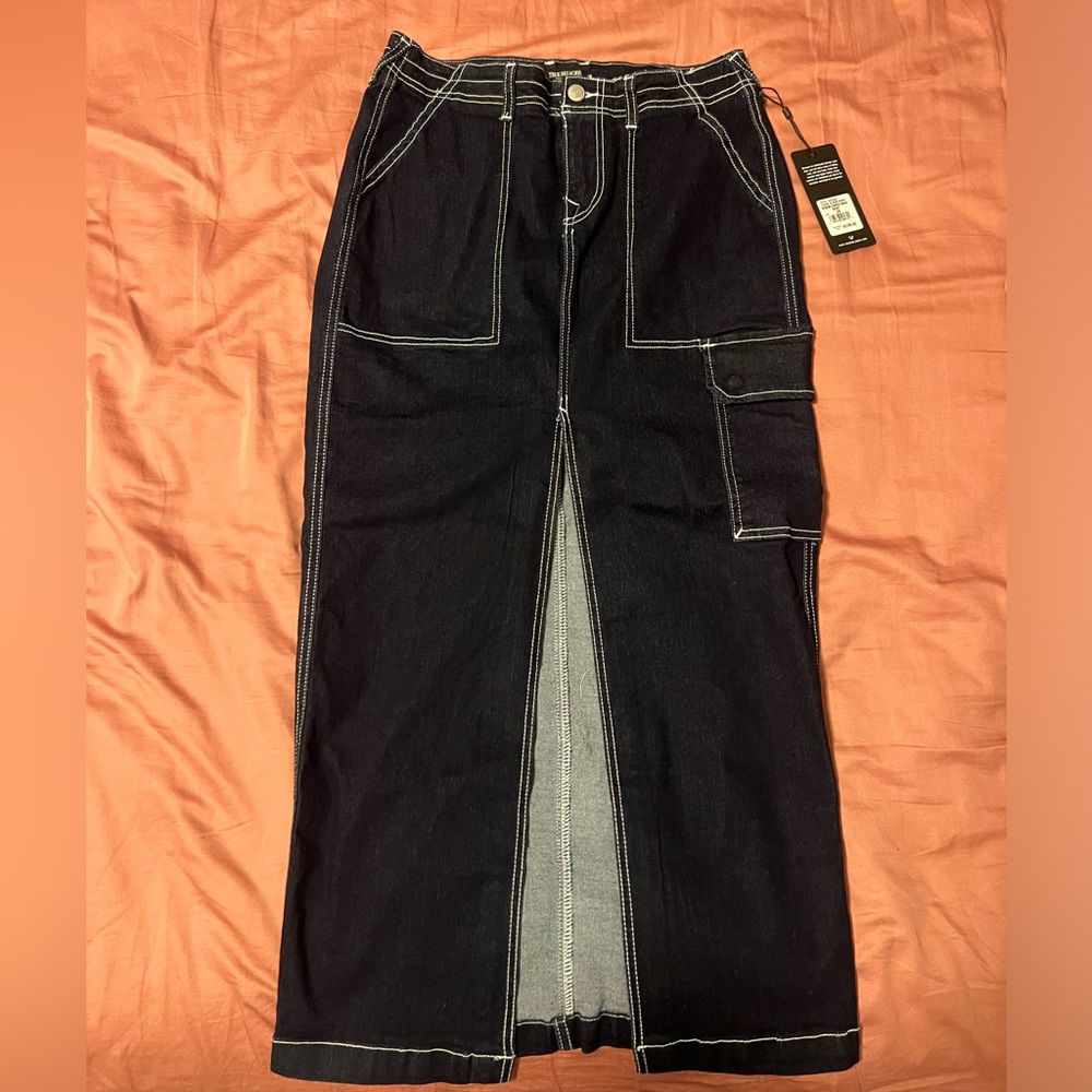 True religion denim cargo skirt size 26